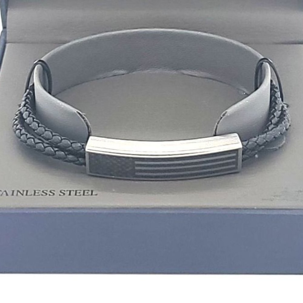 Men's Bracelet 1913 Stainless Steel American Flag Size 8.5"